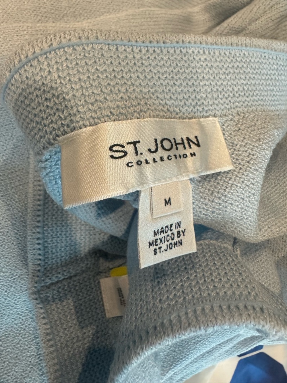 St. John Light Blue Knit Wide-Leg Pants - Picture 4 of 6